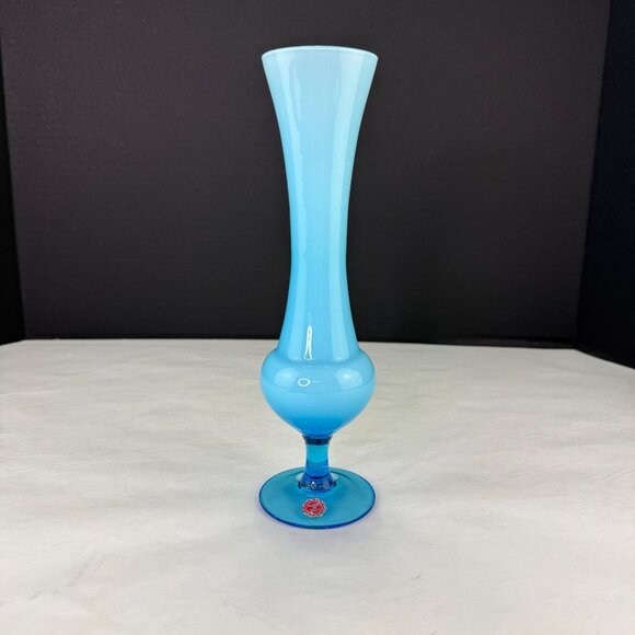 Italy Other - Vintage Blue Opaline Glass Bud Vase Made in Italy 9.5 Inch